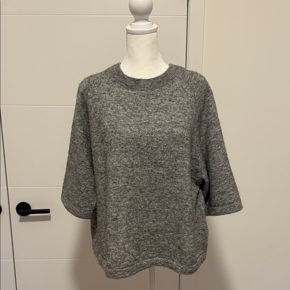 & Other Stories Gray Boxy Crew Neck Sweater